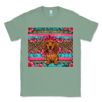 Sage dachshund puppy floral Classic Tee - Artiststas