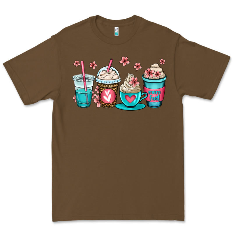 Mom Fuel Coffee Cups Premium Tee by OliviaCreatesArt | Teevron