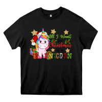 Black all i want for christmas is a unicorn Heavy Core Tee - CowGirlArtShop