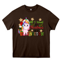 Chocolate Brown all i want for christmas is a unicorn Heavy Core Tee - CowGirlArtShop