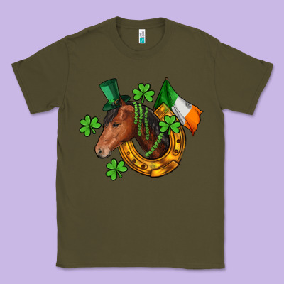 Horse With Horseshoe St. Patrick's Classic Tee Designed By Cowgirlartshop