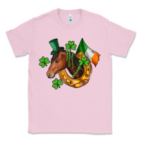 Bubblegum Pink Horse with horseshoe St. Patrick's Classic Tee - CowGirlArtShop