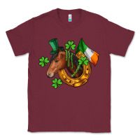 Burgundy Horse with horseshoe St. Patrick's Classic Tee - CowGirlArtShop