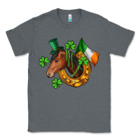 Charcoal Heather Horse with horseshoe St. Patrick's Classic Tee - CowGirlArtShop