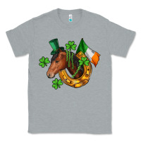 Heather Grey Horse with horseshoe St. Patrick's Classic Tee - CowGirlArtShop