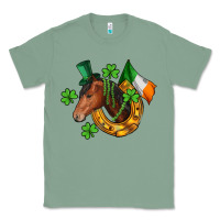 Sage Horse with horseshoe St. Patrick's Classic Tee - CowGirlArtShop