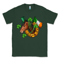 Sports Green Horse with horseshoe St. Patrick's Classic Tee - CowGirlArtShop