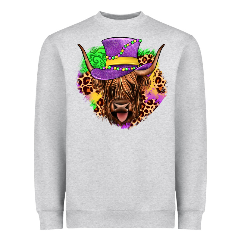 Highland Cow Mardi Gras Heavyweight Sweatshirt by JahusDesignShop | Teevron