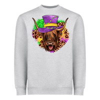 Heather Grey highland cow mardi gras Heavyweight Sweatshirt - JahusDesignShop