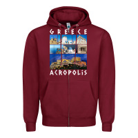 Burgundy greece acropolis famous sights gallery traveler souvenir t shirt Zipper Hoodie - baoMotion