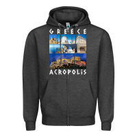 Charcoal Heather greece acropolis famous sights gallery traveler souvenir t shirt Zipper Hoodie - baoMotion