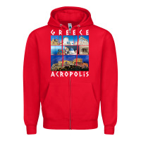 Red greece acropolis famous sights gallery traveler souvenir t shirt Zipper Hoodie - baoMotion