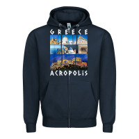 Navy greece acropolis famous sights gallery traveler souvenir t shirt Zipper Hoodie - baoMotion
