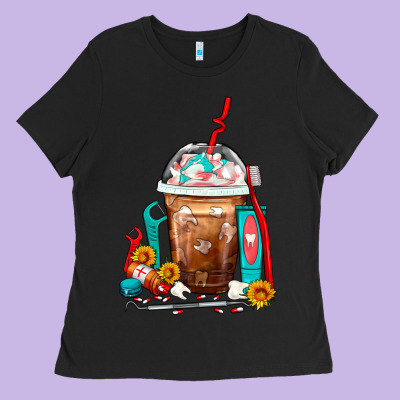 Dentist Frappe Coffee Ladies Tee Designed By Fadigitalartstudio