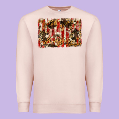 America, Cowhide, Leopard Backgraund Premium Sweatshirt Designed By Jahusdesignshop