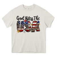 Cream god bless the usa Heavy Core Tee - CowGirlArtShop