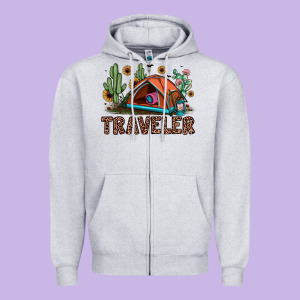 Traveler Zipper Hoodie Designed By Jahusdesignshop
