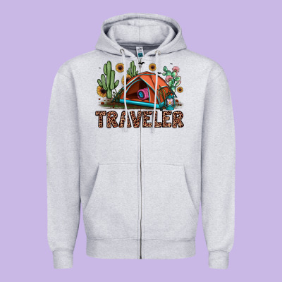 Traveler Zipper Hoodie Designed By Jahusdesignshop