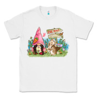 White Easter gnome and rabbit egg hunt  Easter Day Classic Tee - CowGirlArtShop