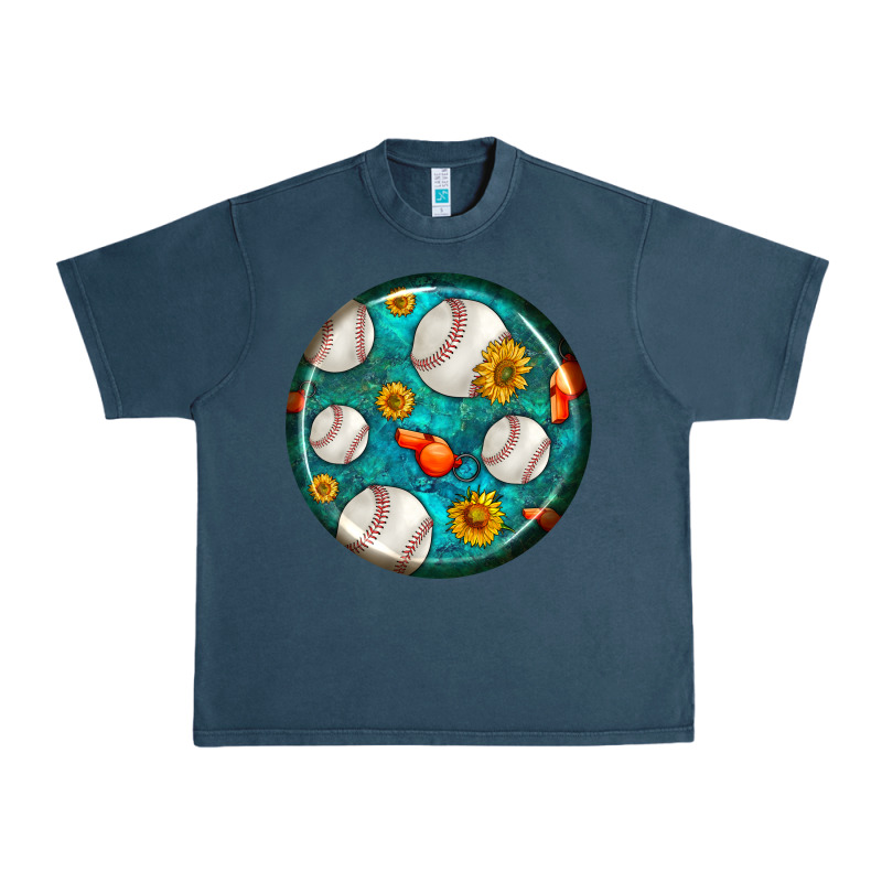 Baseball With Sunflower Round Earrings Urban Heavy Tee by BundleAndBundleShop | Teevron