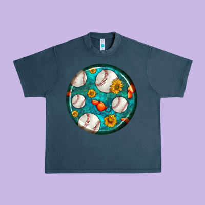 Baseball With Sunflower Round Earrings Urban Heavy Tee Designed By Bundleandbundleshop