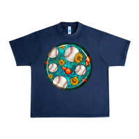 Navy baseball with sunflower round earrings Urban Heavy Tee - BundleAndBundleShop
