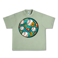 Oil Green baseball with sunflower round earrings Urban Heavy Tee - BundleAndBundleShop
