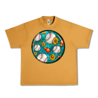 Peanut Butter baseball with sunflower round earrings Urban Heavy Tee - BundleAndBundleShop