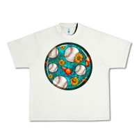 Pistachio baseball with sunflower round earrings Urban Heavy Tee - BundleAndBundleShop