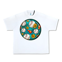 White baseball with sunflower round earrings Urban Heavy Tee - BundleAndBundleShop