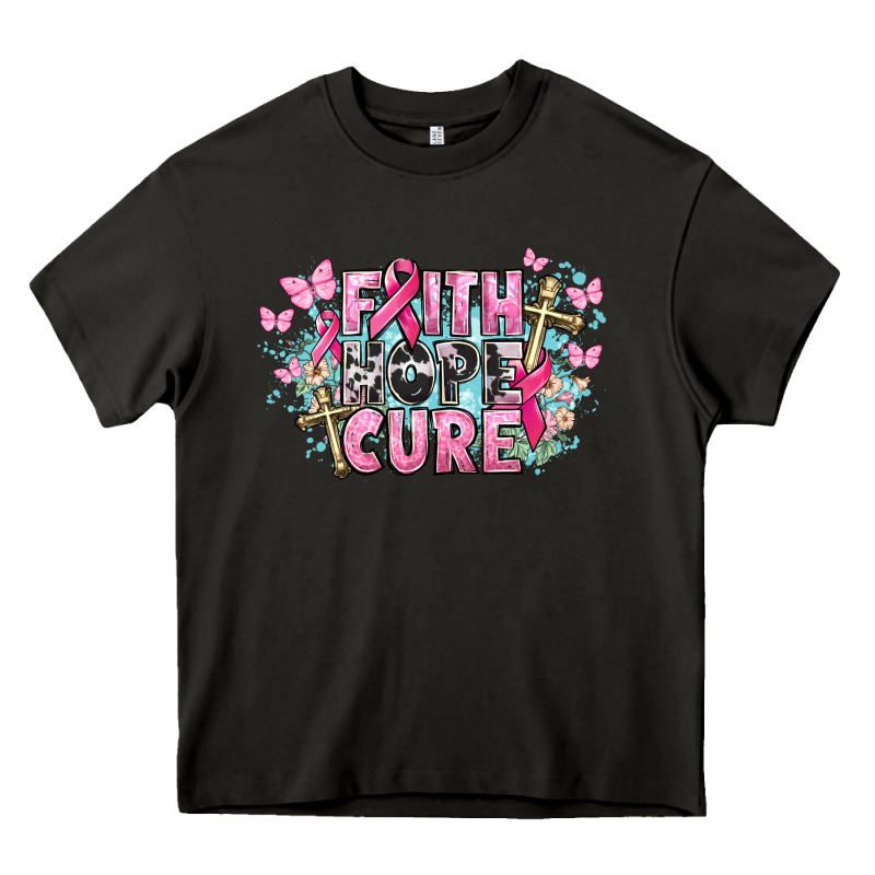 Faith Hope Cure Cancer Awareness Heavy Core Tee by HowdyJamesFarm | Teevron