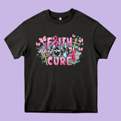 Faith Hope Cure Cancer Awareness Heavy Core Tee Designed By Howdyjamesfarm