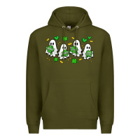 Army Green clover ghostie st.patrick's day Premium Hoodie - Artiststas