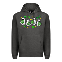 Charcoal Heather clover ghostie st.patrick's day Premium Hoodie - Artiststas