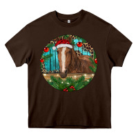 Chocolate Brown Brown Horse Christmas Heavy Core Tee - RanaPortraitStore