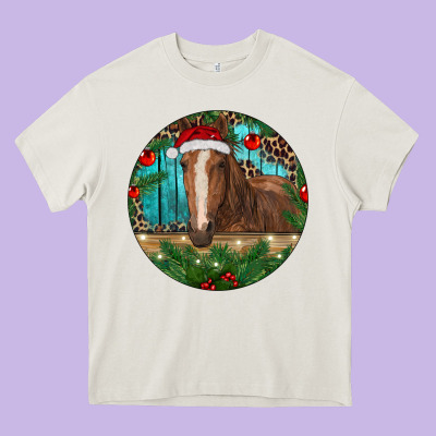 Brown Horse Christmas Heavy Core Tee Designed By Ranaportraitstore