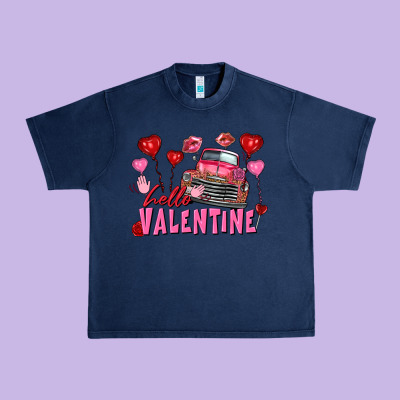 Hello Valentine Valentine's Day Truck Urban Heavy Tee Designed By Fadigitalartstudio
