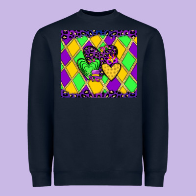 Mardi Gras Hearts Heavyweight Sweatshirt Designed By Jahusdesignshop
