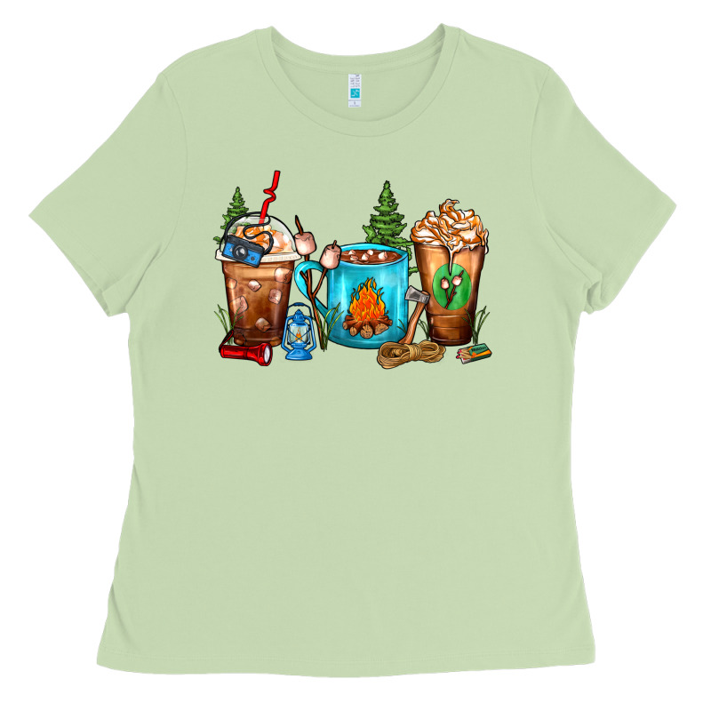 Camping Coffee Cups Ladies Tee by FaDigitalArtStudio | Teevron