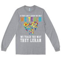 Heather Grey Autism Awareness Teacher Long Sleeve Tee - CowhideDigitalArt
