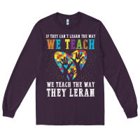 Plum Autism Awareness Teacher Long Sleeve Tee - CowhideDigitalArt