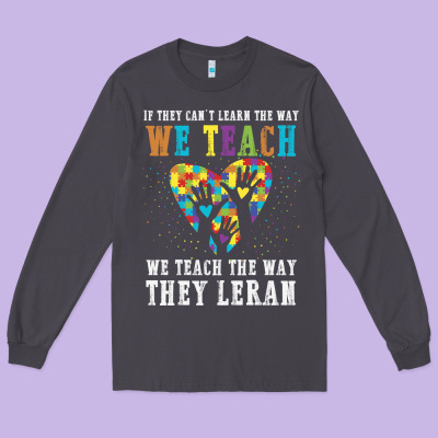 Autism Awareness Teacher Long Sleeve Tee Designed By Cowhidedigitalart