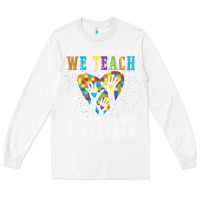 White Autism Awareness Teacher Long Sleeve Tee - CowhideDigitalArt