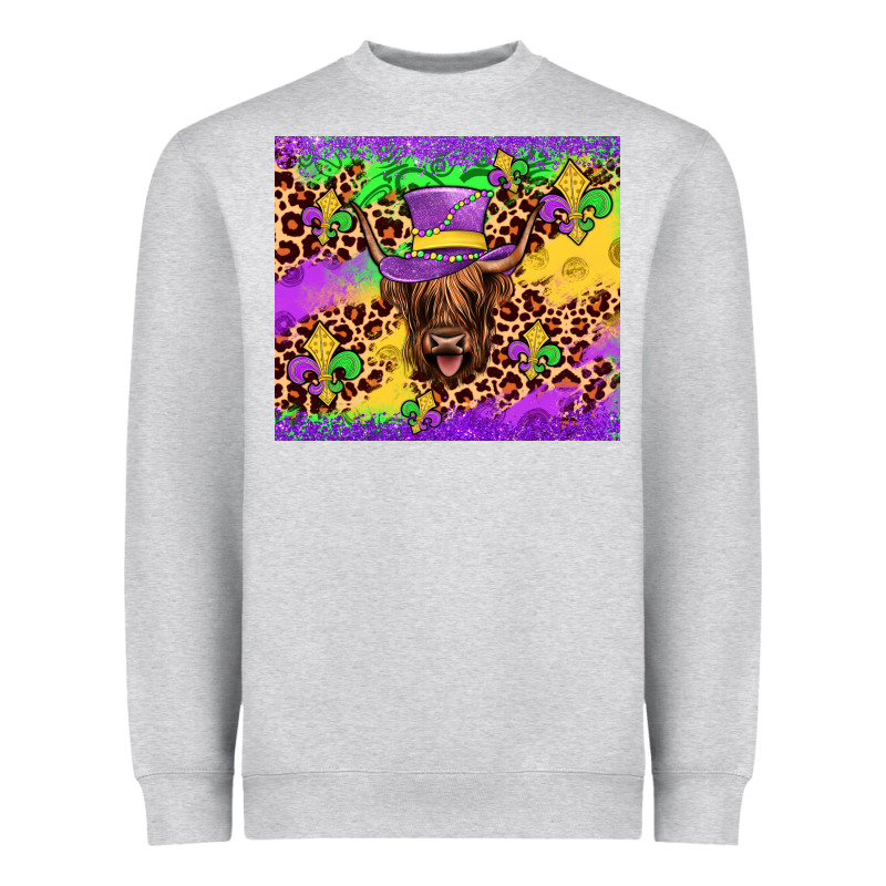 Highland Cow Mardi Gras Tumbler Heavyweight Sweatshirt by JahusDesignShop | Teevron