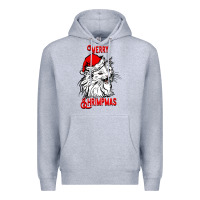 Heather Grey Merry Christmas Cat Premium Hoodie - SublimationCraftShop