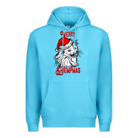 Ocean Blue Merry Christmas Cat Premium Hoodie - SublimationCraftShop