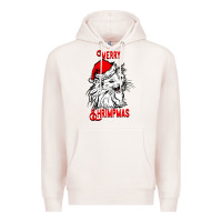 Pale Pink Merry Christmas Cat Premium Hoodie - SublimationCraftShop
