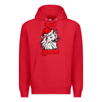 Red Merry Christmas Cat Premium Hoodie - SublimationCraftShop