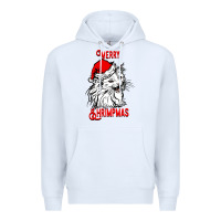 White Merry Christmas Cat Premium Hoodie - SublimationCraftShop