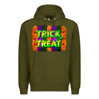 Army Green trick or treat brushstroke Premium Hoodie - Jasminsmagicworld